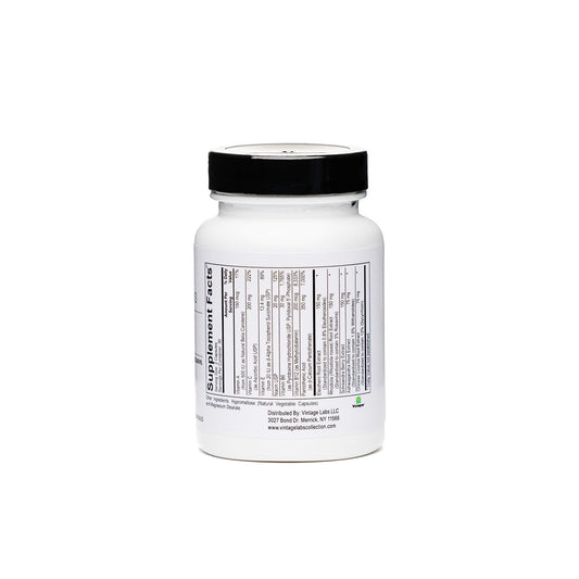 Supplement bottle with label on a white background
