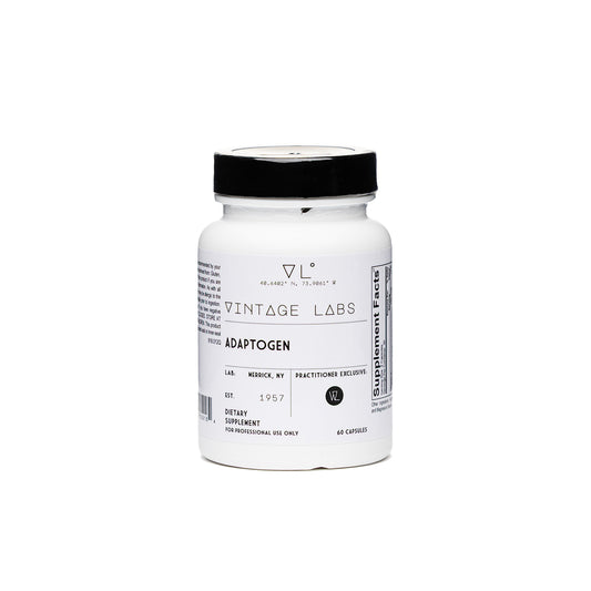 Supplement bottle labeled 'Vintage Labs' on a white background