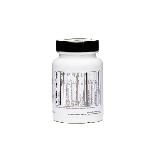 Supplement bottle with label on a white background