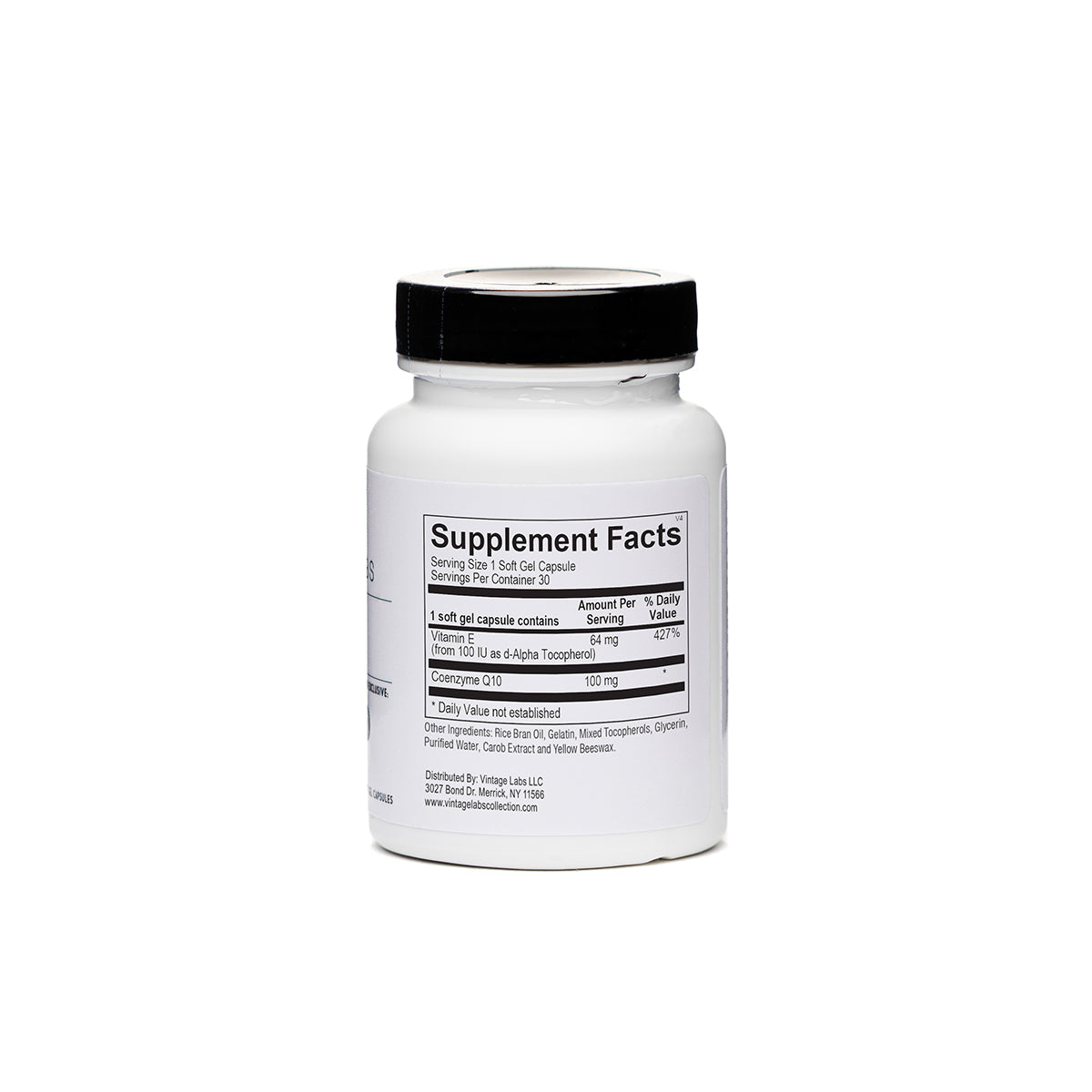 Supplement bottle with label on a white background