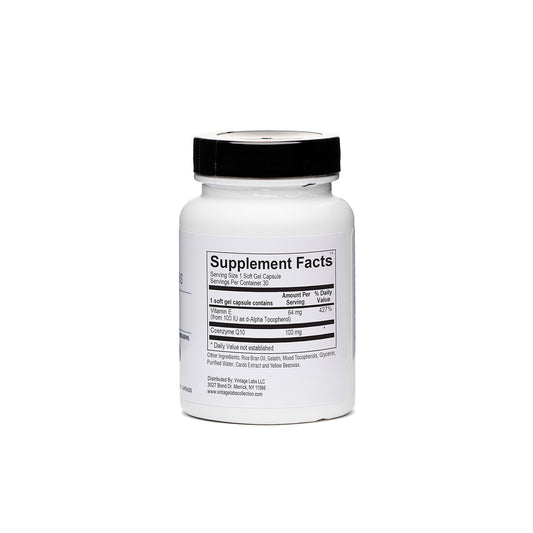 Supplement bottle with label on a white background