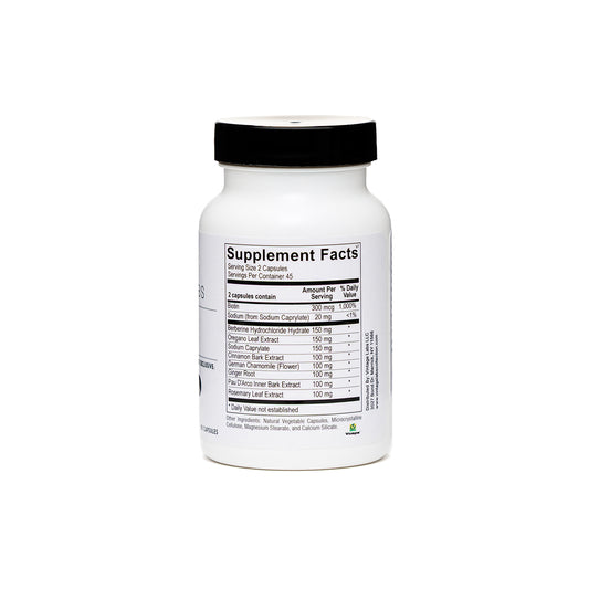 Supplement bottle with label on a white background