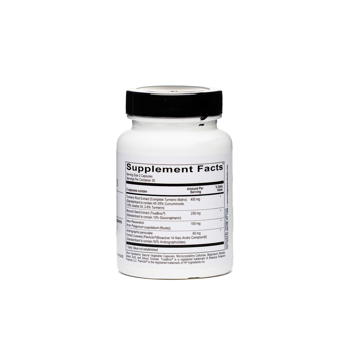 Supplement bottle with label on a white background