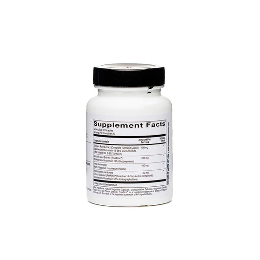 Supplement bottle with label on a white background