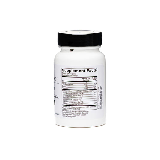 Supplement bottle with black cap on a white background