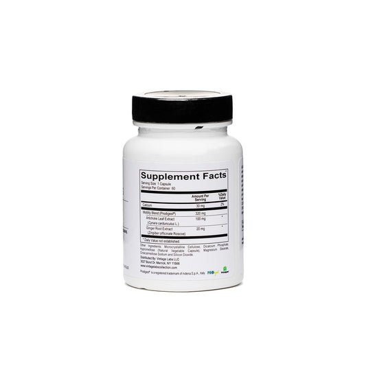 Supplement bottle with label on a white background