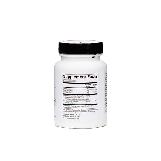 Supplement bottle with label on a white background