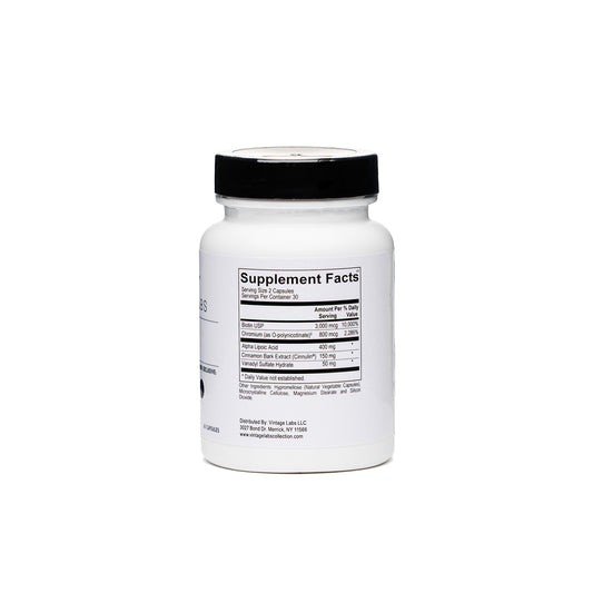 Supplement bottle with label on a white background