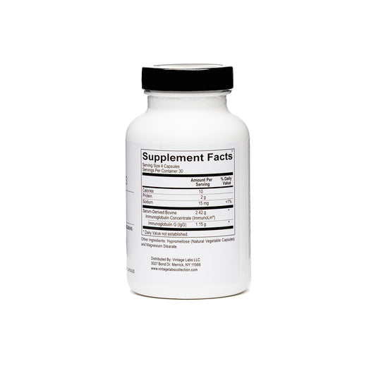 Supplement bottle with label on a white background
