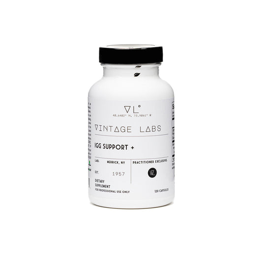Supplement bottle labeled 'Vintage Labs' on a white background