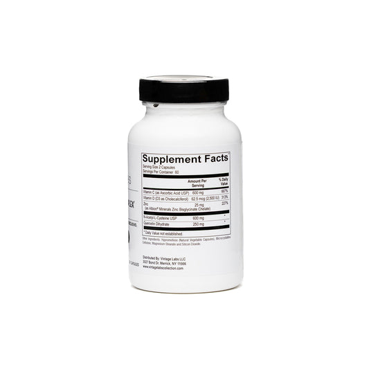 Supplement bottle with label on a white background