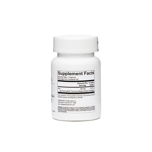 Supplement bottle with label on a white background