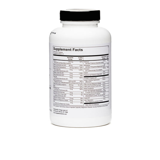 Supplement bottle with a label on a white background