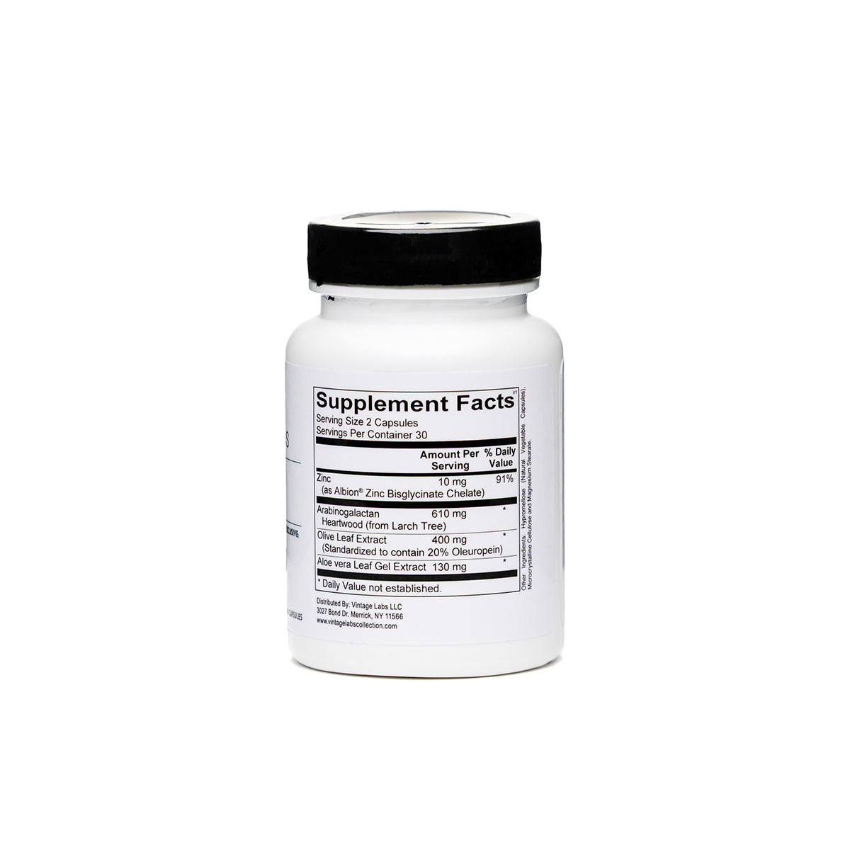 Supplement bottle with label on a white background