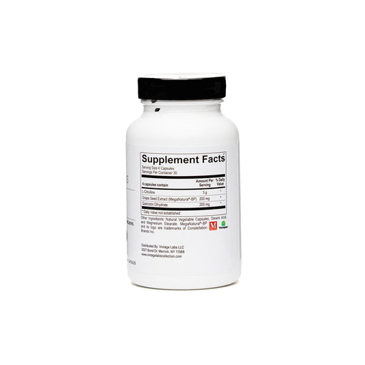 Supplement bottle with label on a white background