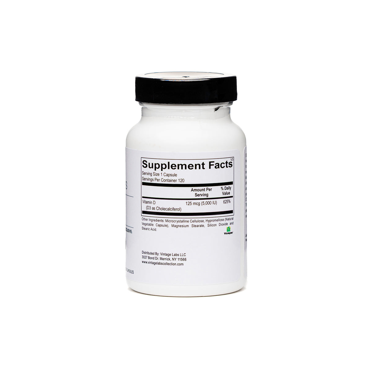 Supplement bottle with label on a white background