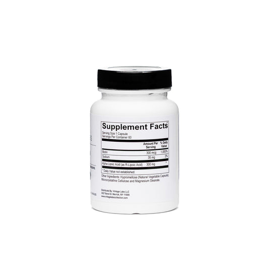 Supplement bottle with label on a white background