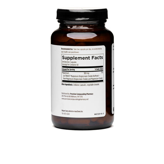 Brown supplement bottle with label on a white background