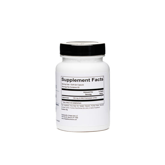 Supplement bottle with label on a white background