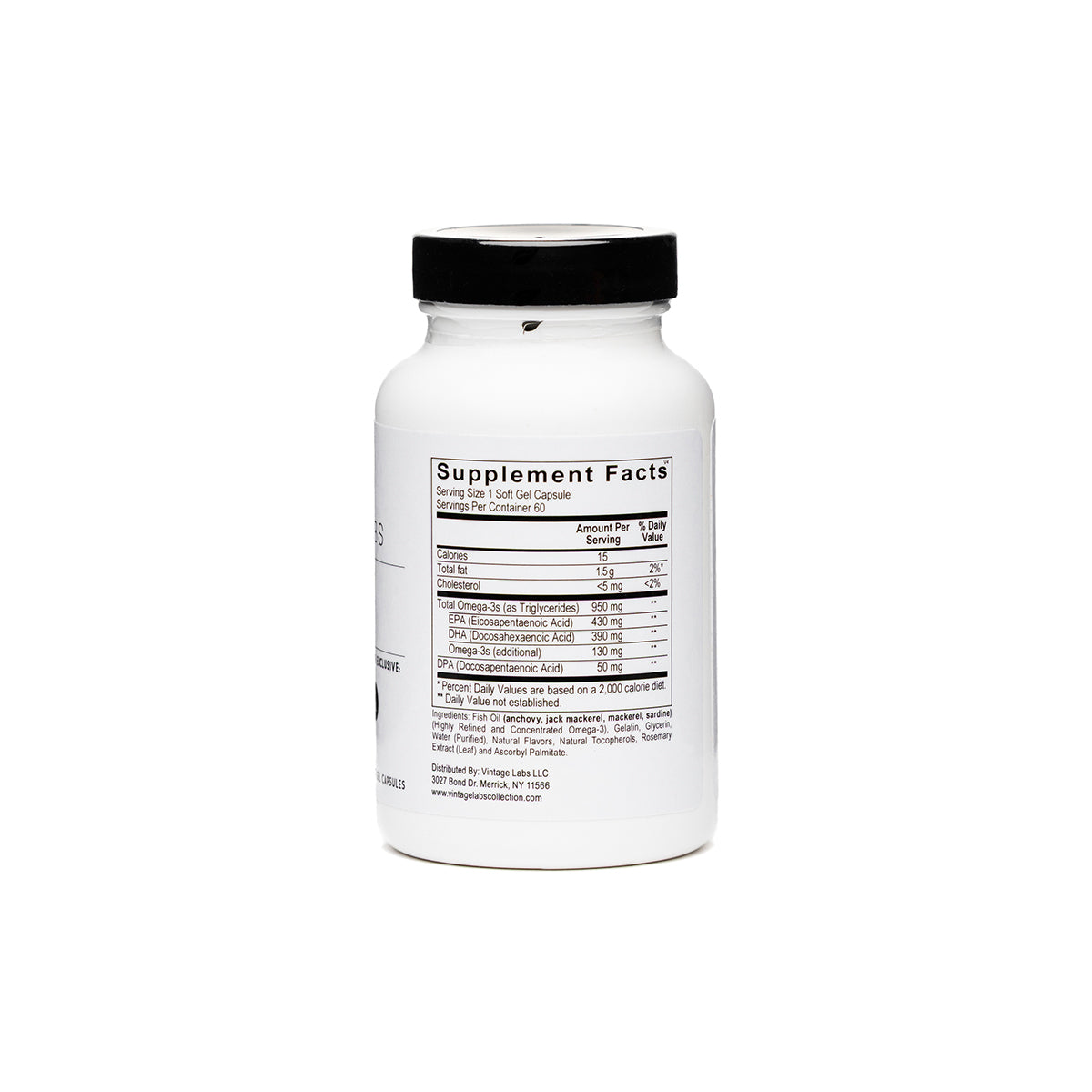 Supplement bottle with label on a white background