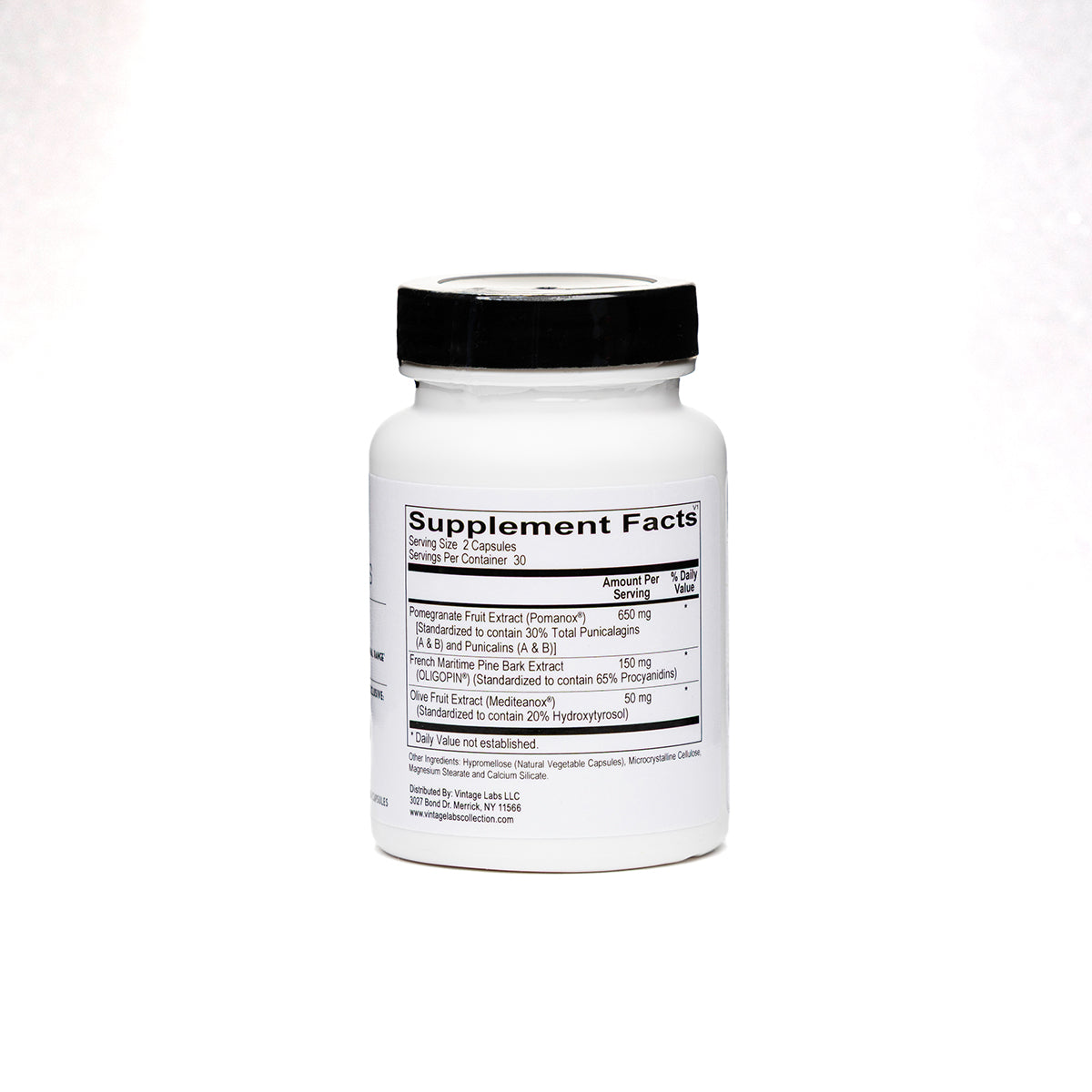 Supplement bottle with label on a white background