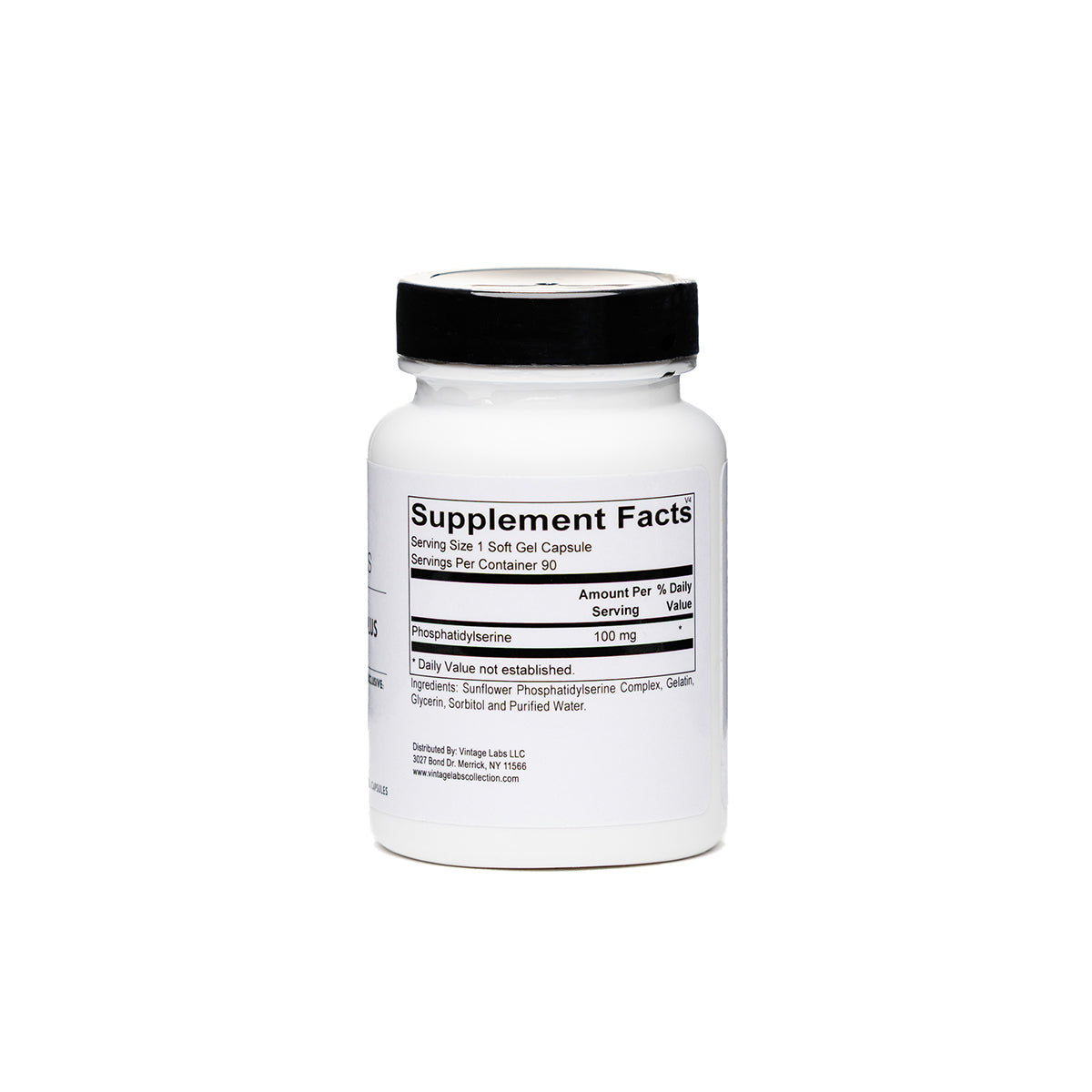 Supplement bottle with label on a white background