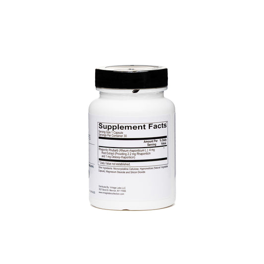 Supplement bottle with label on a white background