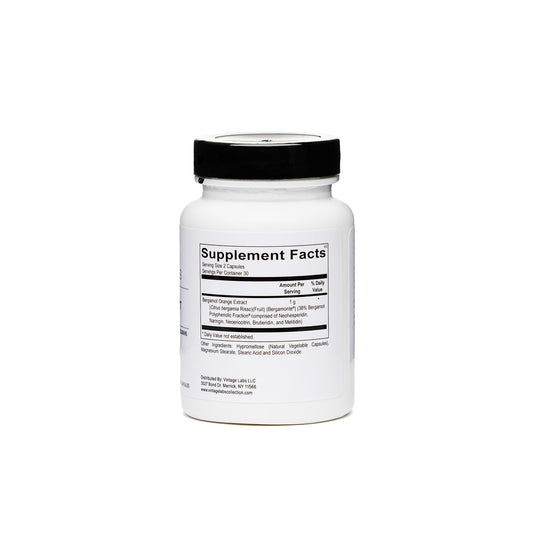 Supplement bottle with label on a white background