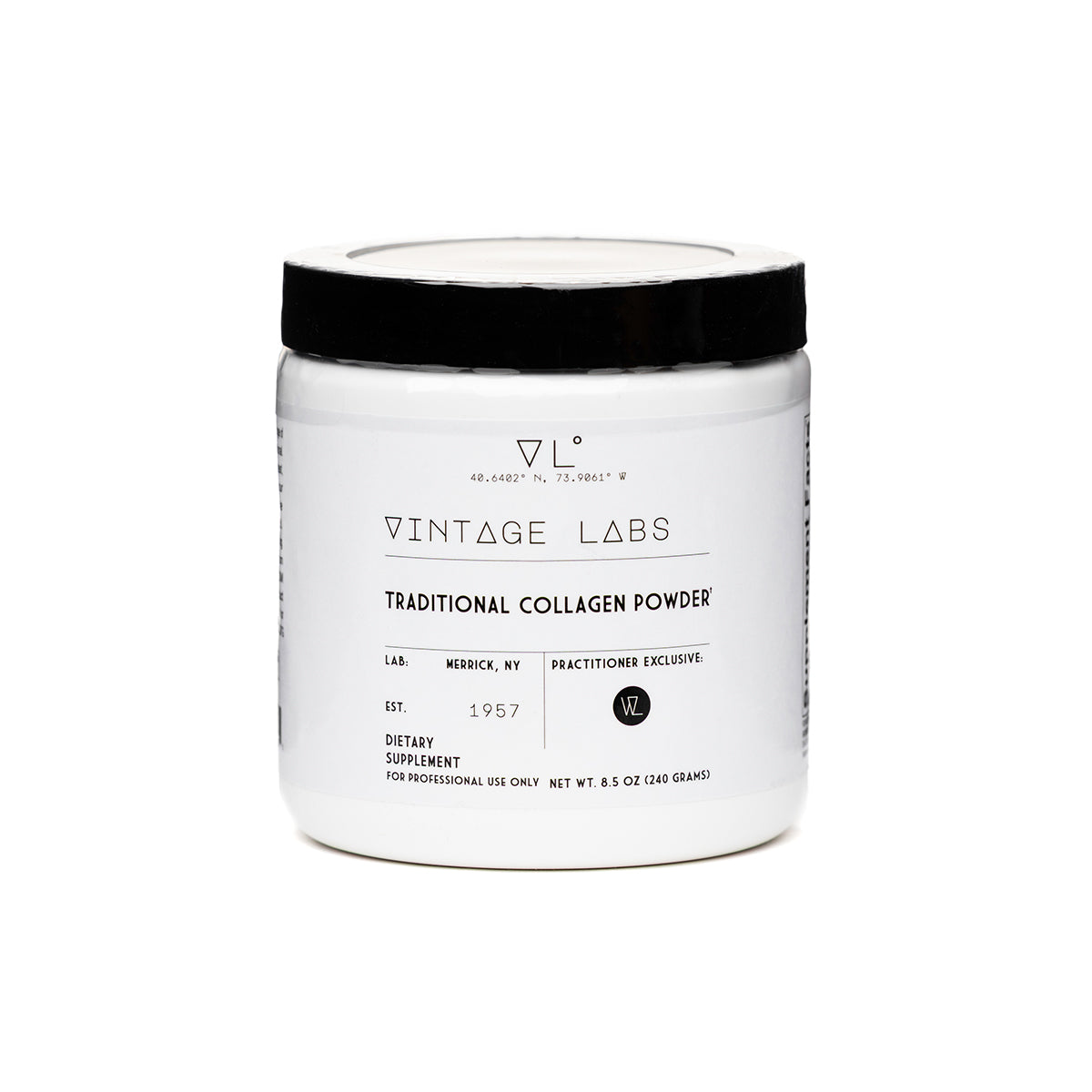Jar of Vintage Labs Traditional Collagen Powder on a white background
