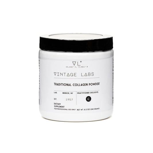 Jar of Vintage Labs Traditional Collagen Powder on a white background