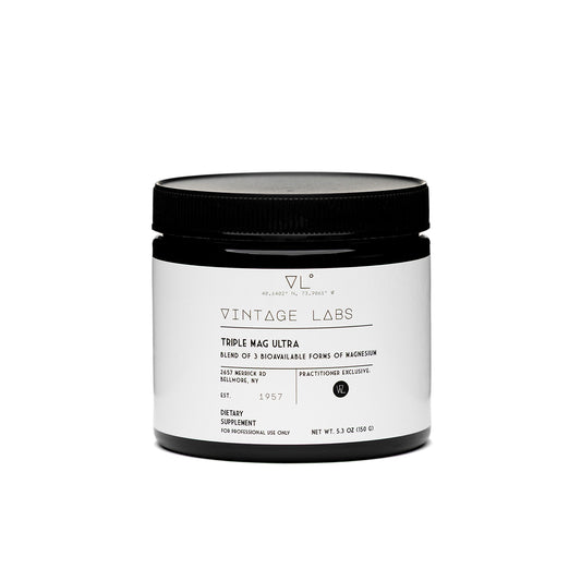 Dietary supplement container labeled 'Vintage Labs' on a white background