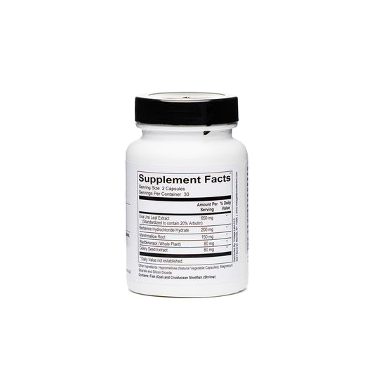Supplement bottle with label on a white background