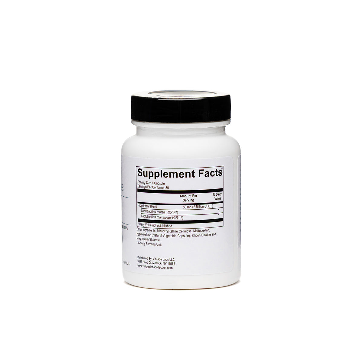 Supplement bottle with label on a white background