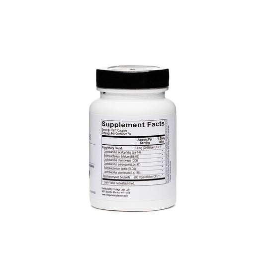 Supplement bottle with label on a white background