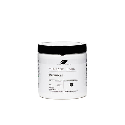 Vintage Labs IGG Support supplement container on a white background