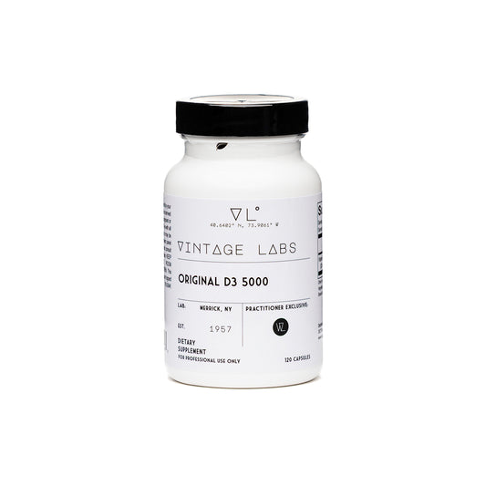 Vintage Labs Original D3 5000 supplement bottle on a white background