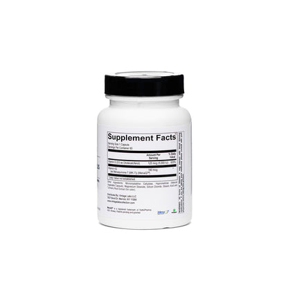 Supplement bottle with label on a white background