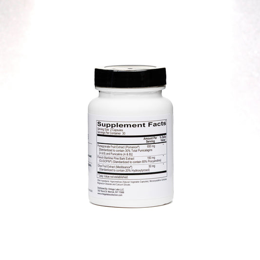 Supplement bottle with label on a white background