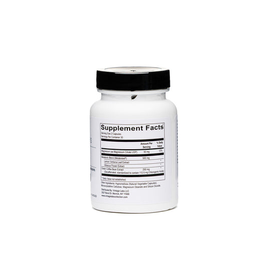 Supplement bottle with label on a white background