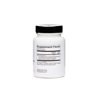 Supplement bottle with label on a white background