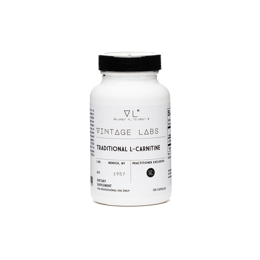 Supplement bottle labeled 'Vintage Labs' on a white background