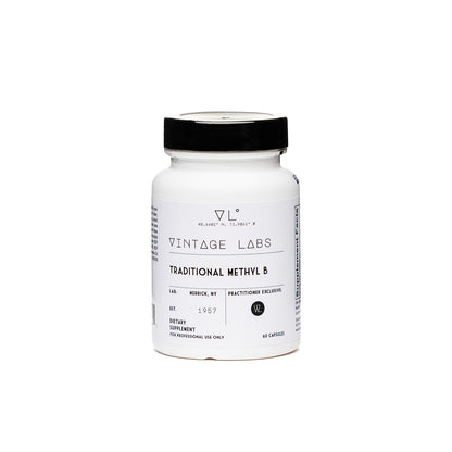 Supplement bottle labeled 'Vintage Labs' on a white background