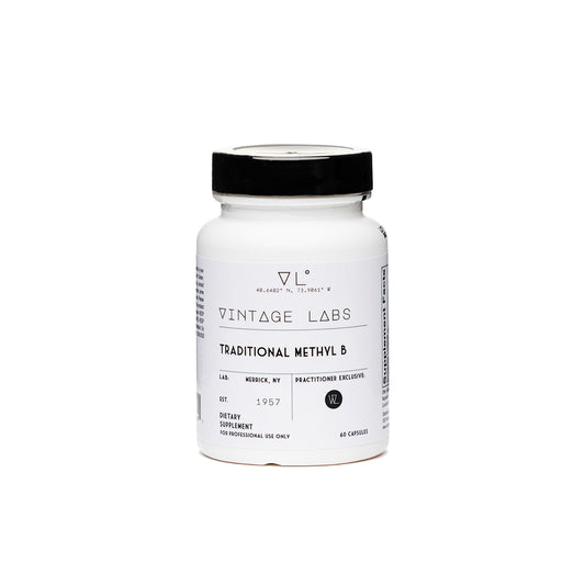 Supplement bottle labeled 'Vintage Labs' on a white background